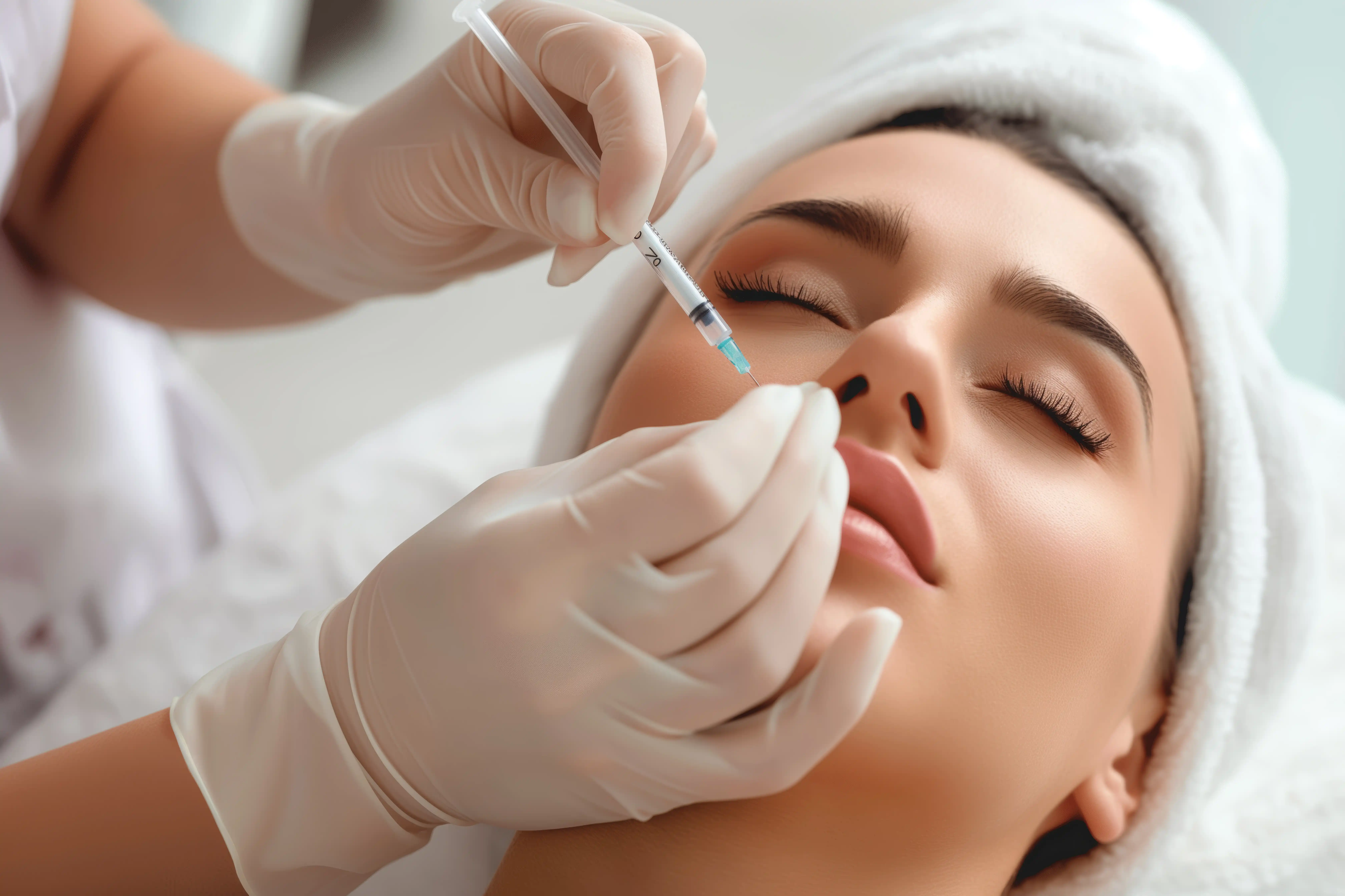 Woman receiving lip filler treatment at Unfiltered Medical Spa in Lehi UT